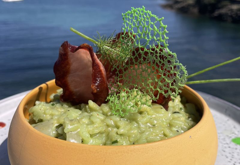green risotto gambas restaurant le cercle